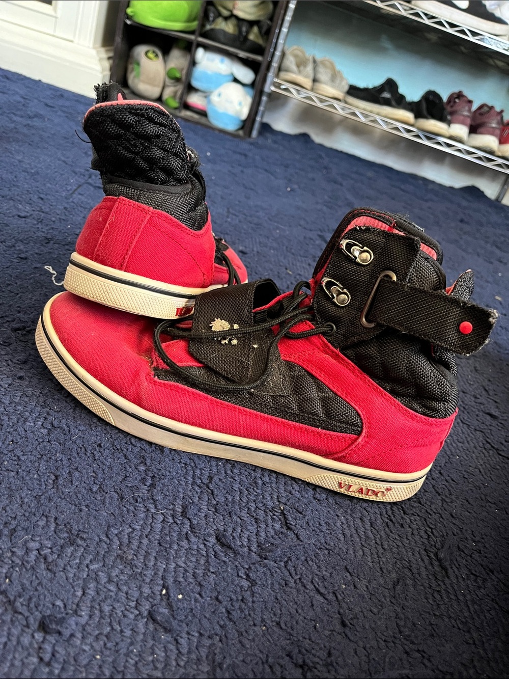 Men's High-Top Sneakers in Red and Black